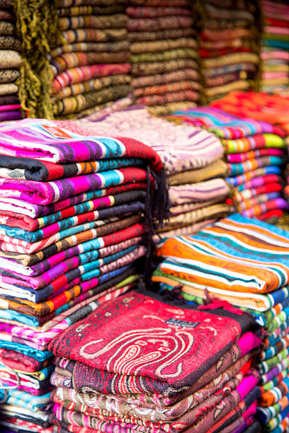 istock Fabrics on the market in Fes, Morocco 472604470