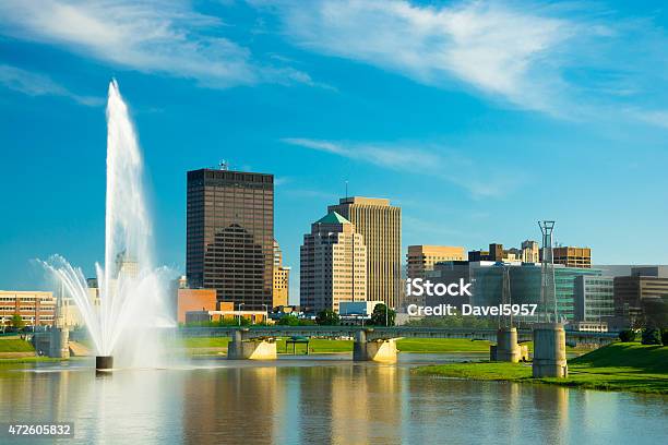 Dayton Skyline With Fountain Stock Photo - Download Image Now - Dayton - Ohio, Ohio, Urban Skyline