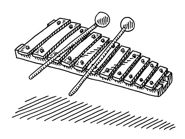 glockenspiel instrumentów muzycznych rysunek - ksylofon stock illustrations