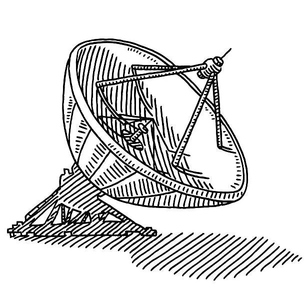 Vector illustration of Satellite Dish For Telecommunication Drawing