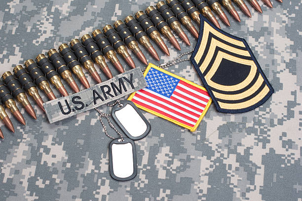 istock US ARMY concept on camouflage uniform 472612940