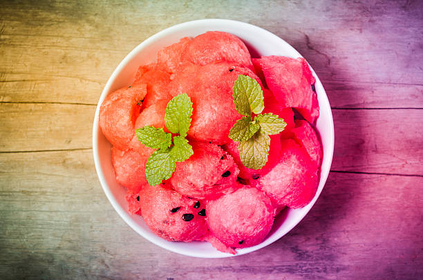 Watermelon on white bowl