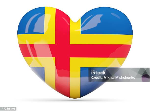 Heart Shaped Icon With Flag Of Aland Islands Stock Photo - Download Image Now - 2015, Campaign Button, Country - Geographic Area