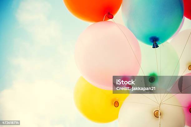 Vintage Balloon Stock Photo - Download Image Now - Balloon, Multi Colored, Cloud - Sky