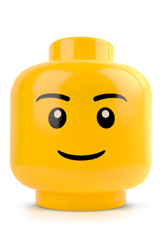Forest Row, United Kingdom - May 5th 2015: large Lego head display figure. Shot in home studio on white.