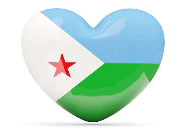 ikona w kształcie serca z flaga dżibuti - djibouti flag isolated isolated on white zdjęcia i obrazy z banku zdjęć
