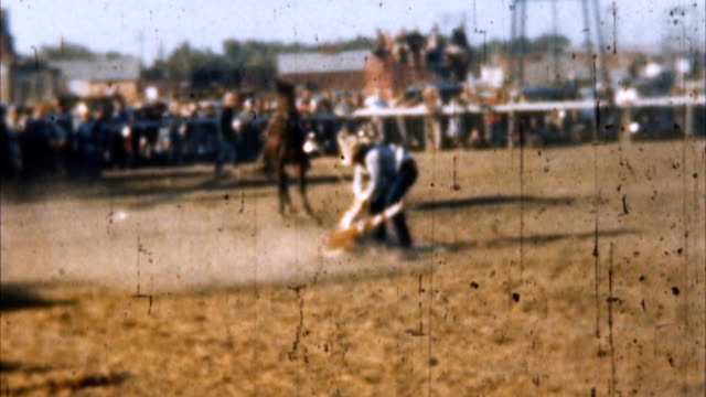 Rodeo Cowboy Calf Roping (Archival 1950s)