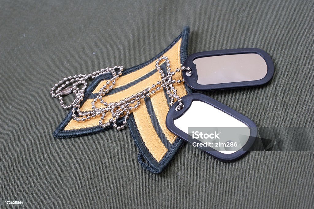 us army uniform with blank dog tags us army uniform with blank dog tags and sergeant rank patch 2015 Stock Photo