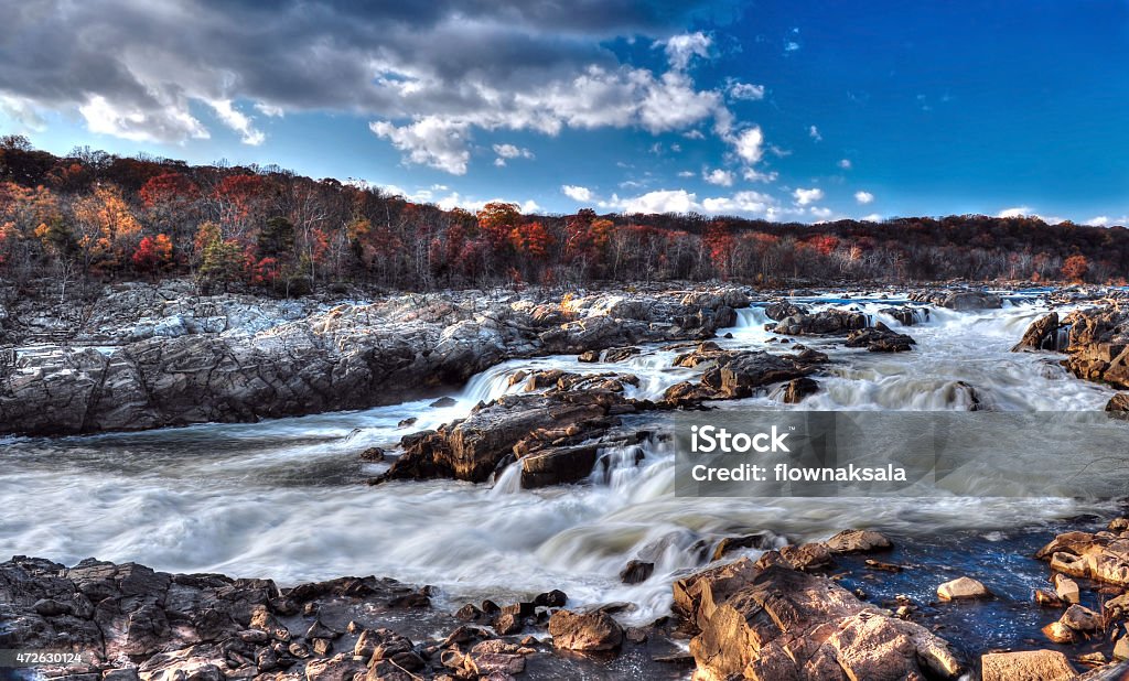 Great Falls Maryland Rapids and Waterfalls Waterfalls and rapids of Great Falls Maryland in Autumn Maryland - US State Stock Photo