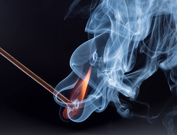 istock flame of a matchstick covered with blue smoke 472630620