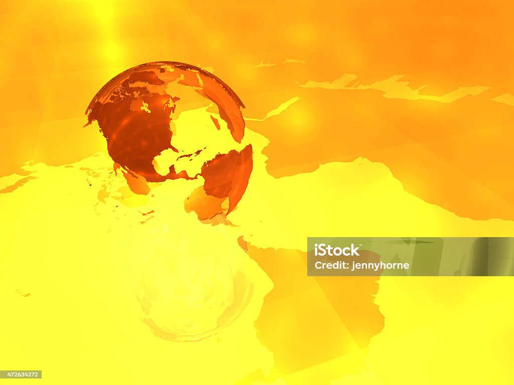 Hollow globe Hollow globe resting on gold surface - The Americas 2015 Stock Photo