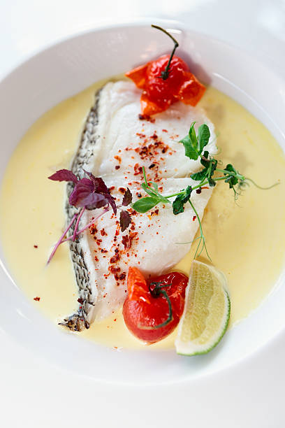 istock Chilean seabass fillet in plate 472634558