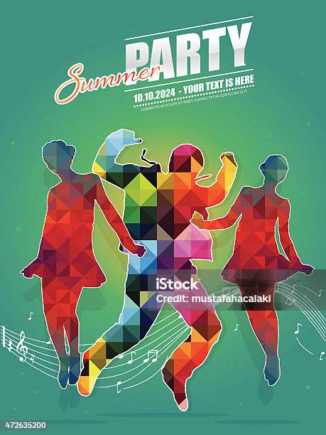 Teenager Retro Summer Dance Party Poster Stock Illustration - Download Image Now - Poster, Dancing, Party - Social Event