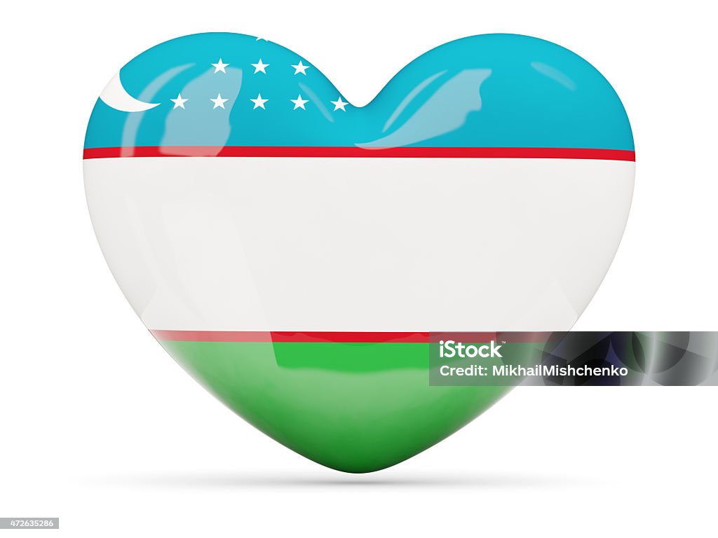 Heart shaped icon with flag of uzbekistan Heart shaped icon with flag of uzbekistan isolated on white 2015 Stock Photo