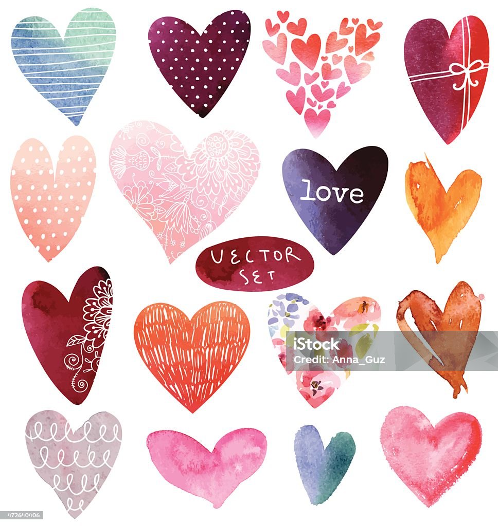 Set Watercolor Hearts Stock Illustration - Download Image Now - Heart  Shape, Watercolor Painting, Watercolor Paints - iStock