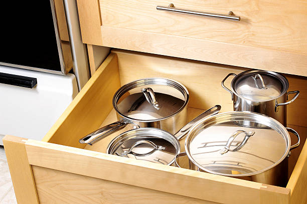 Organized kitchen drawer stock photo