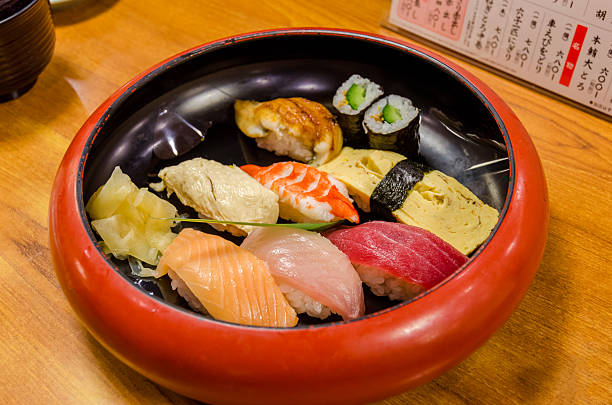 istock Sushi, Fresh traditional Japanese seafood 472642612