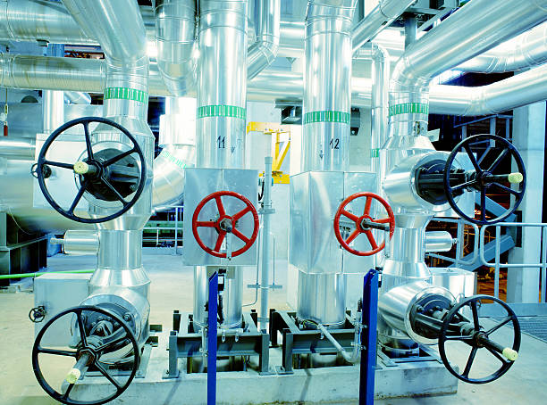 istock Industrial zone, Steel pipelines, valves and cables 472645232