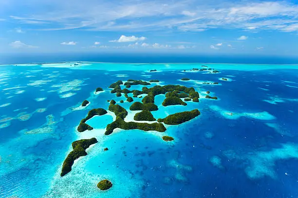 Beautiful view of 70 islands in Palau from above