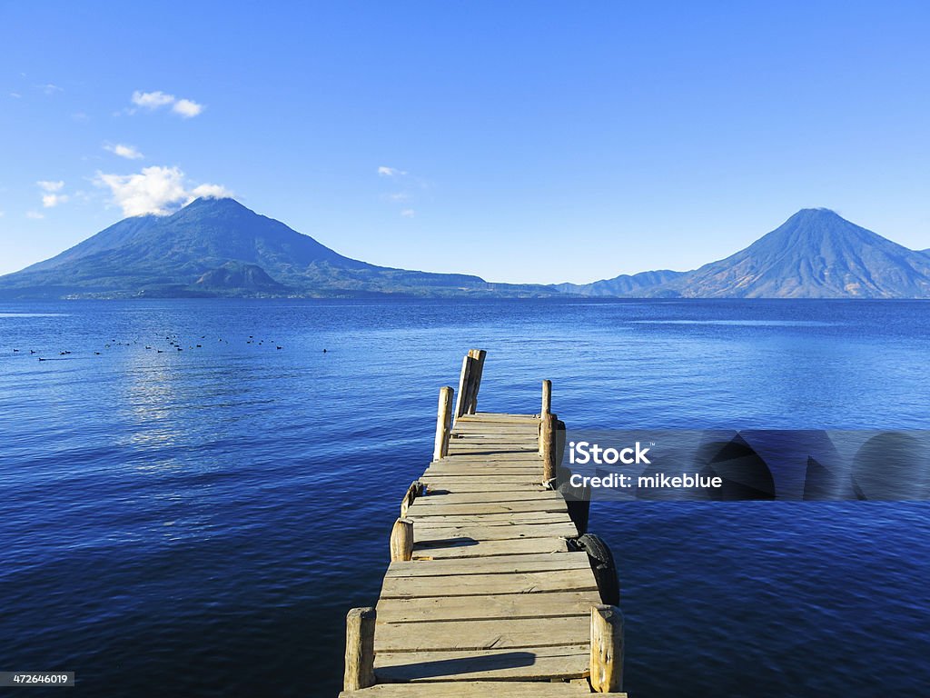 Lake Atitlan and Volcanoes Aspirations Stock Photo