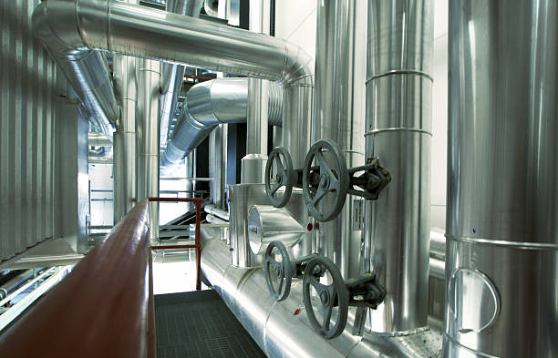 istock Industrial zone, Steel pipelines, valves and cables 472646402
