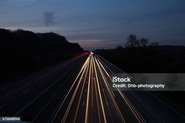Motorway Trail Lights Stock Photo - Download Image Now - 2015, Car, Country - Geographic Area