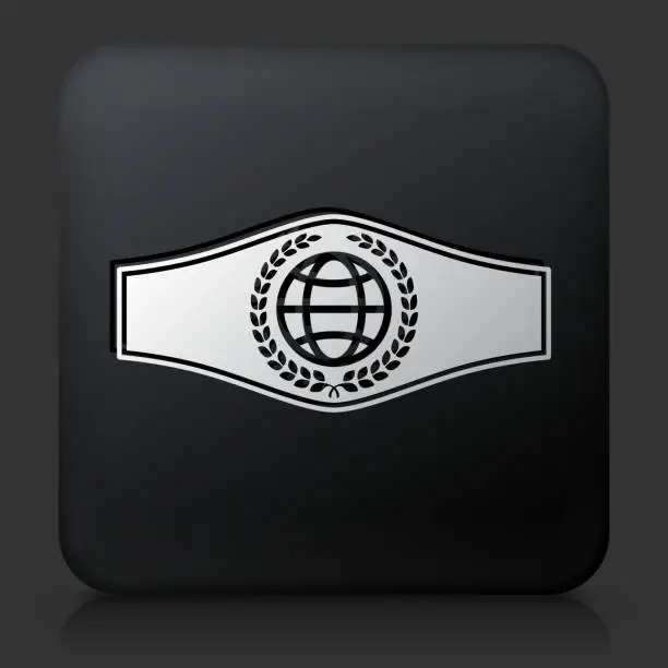 Vector illustration of Black Square Button with Boxing Belt Icon