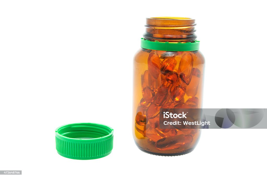 Bottle of Fish Oil Pills Bottle of Fish Oil Pills on White Background 2015 Stock Photo