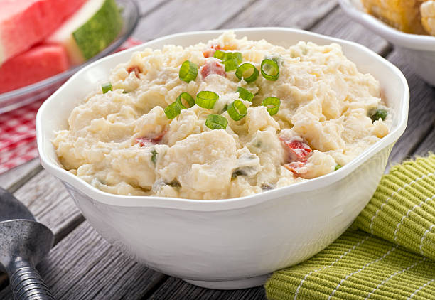 istock Freshly made potato salad with spring onions on top 472653580