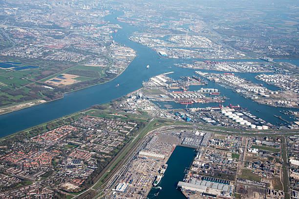 istock view on europort from plane 472653900