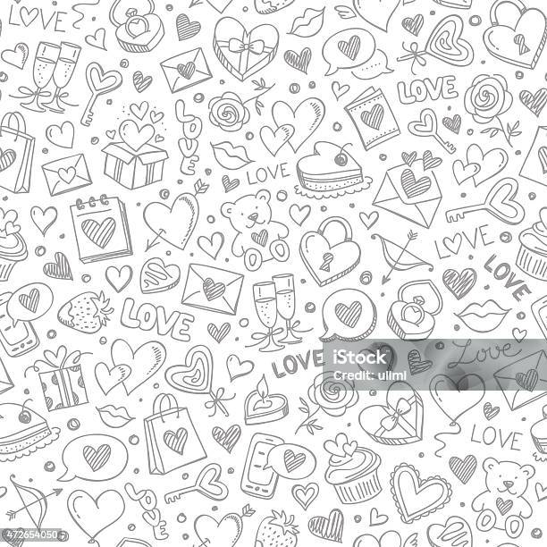 Seamless Pattern Stock Illustration - Download Image Now - Love - Emotion, Doodle, Backgrounds