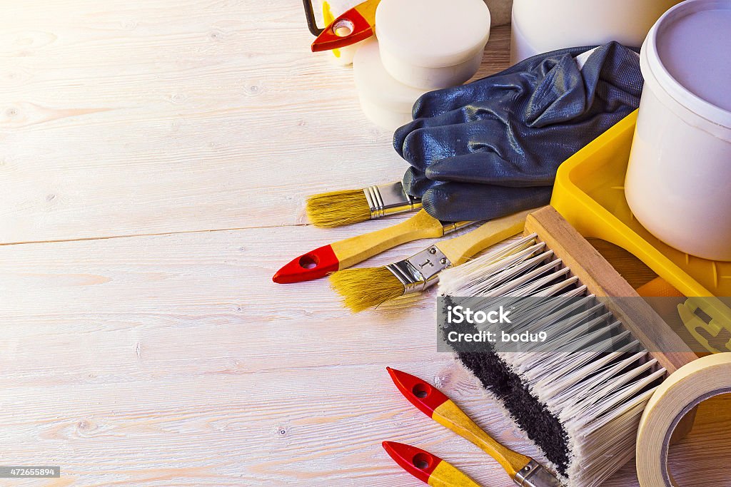 Tools for repair facilities The tool for painting walls floors and ceilings Painting - Activity Stock Photo