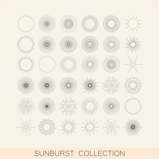 幾何学模様のサンバーストとライトエイ shapes.デザイン要素のコレクション - very old flash点のイラスト素材／クリップアート素材／マンガ素材／アイコン素材