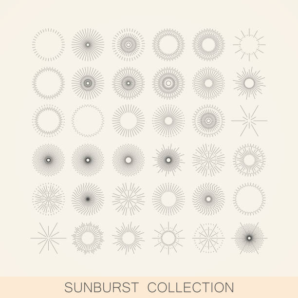 geometric sunburst and light ray shapes. design element collection - 太陽光線 插圖 幅插畫檔、美工圖案、卡通及圖標