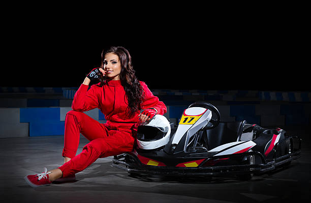 istock Girl racer with kart 472659476