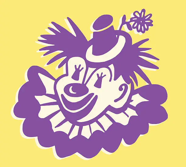 Vector illustration of Clown Wearing Hat