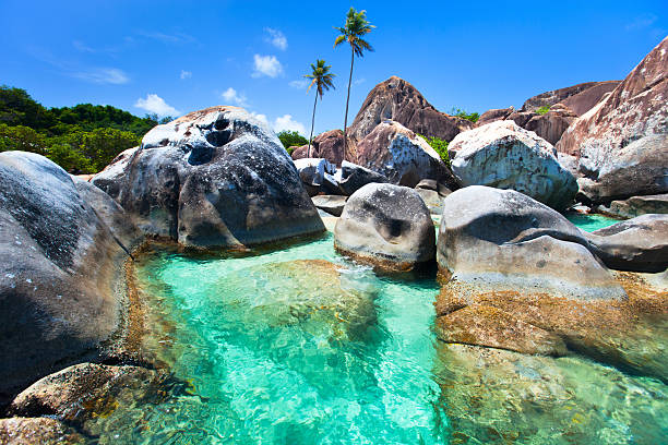 Beautiful tropical coast at Caribbean stock photo