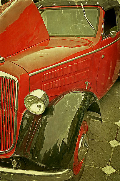 istock Old postcard with one vintage car 472663530
