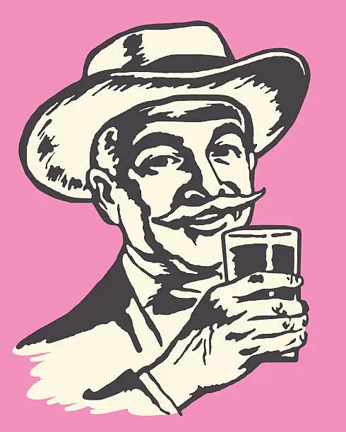 Vector illustration of Southern Man Drinking Beverage
