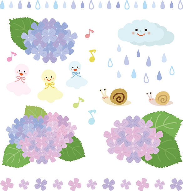 ilustraciones, imágenes clip art, dibujos animados e iconos de stock de conjunto de elementos de época de lluvia - weather cloud window rain