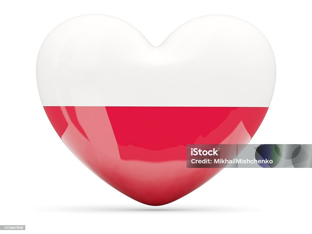 Heart shaped icon with flag of poland Heart shaped icon with flag of poland isolated on white 2015 Stock Photo