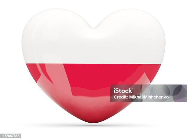 Heart Shaped Icon With Flag Of Poland Stock Photo - Download Image Now - 2015, Campaign Button, Country - Geographic Area