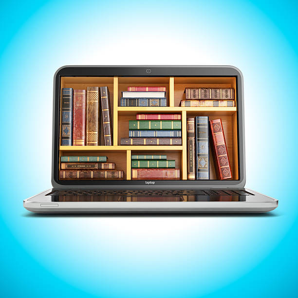 istock A laptop with book illustration on the screen 472674142