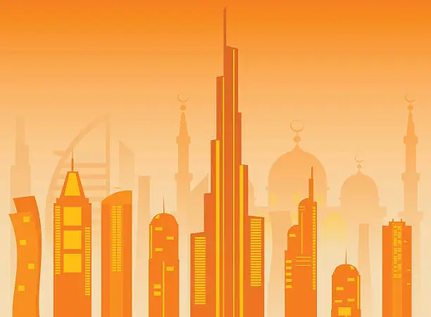 Vector illustration of Dubai city skyline.