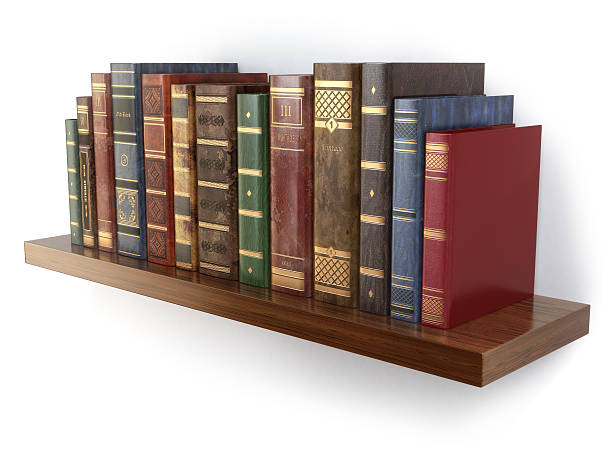 istock Vintage old books on shelf isolated  white 472674164