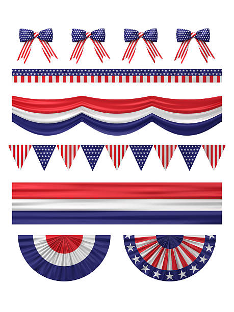 USA  independence day decoration borders set. USA  independence day decoration borders set isolated on white. award ribbon photos stock pictures, royalty-free photos & images