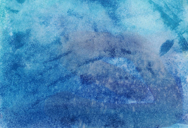istock Shades of blue hand painted with texture on paper 472676462