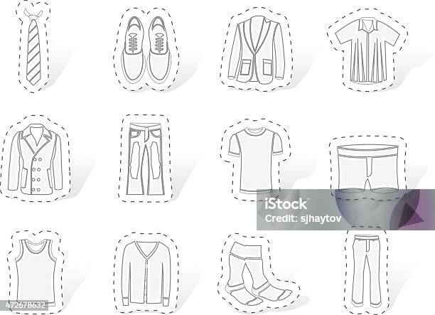 Man Fashion And Clothes Icons Stock Illustration - Download Image Now - Shoe, Business, Dress