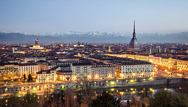 istock Panoramic of Turin (Torino) at the blue hour all lit up 472679766