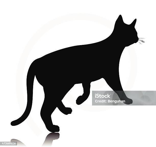 Cat Silhouette Stock Illustration - Download Image Now - 2015, Animal, Back Lit